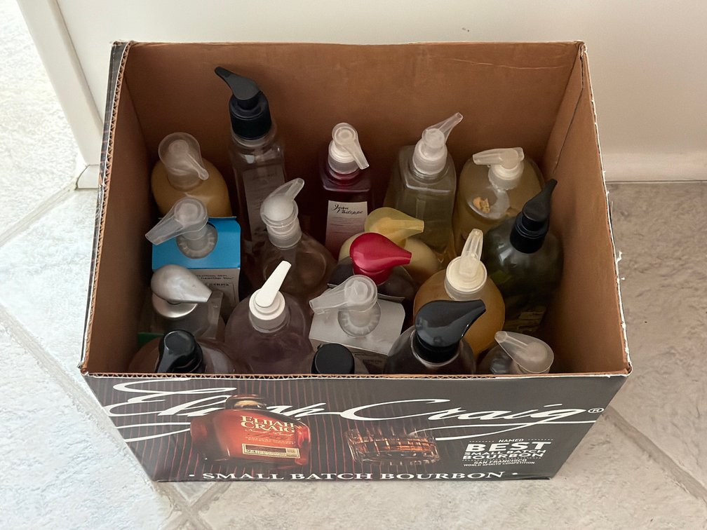Liquid Hand Soap Pump Bottles with Elijah Craig Carton
