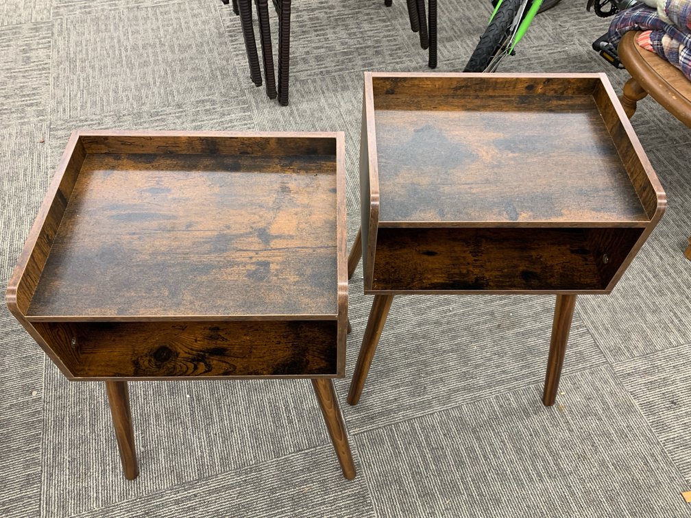 Pair of Rustic Brown Open-Cubby Nightstands