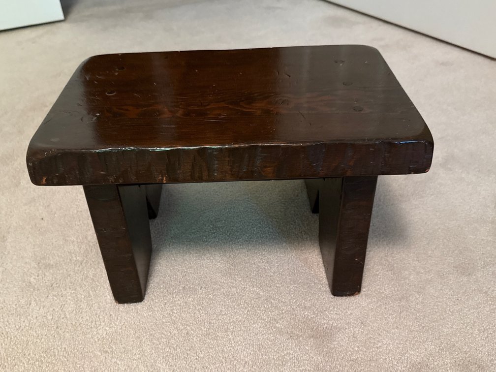 Rustic Dark Stained Solid Wood Footstool