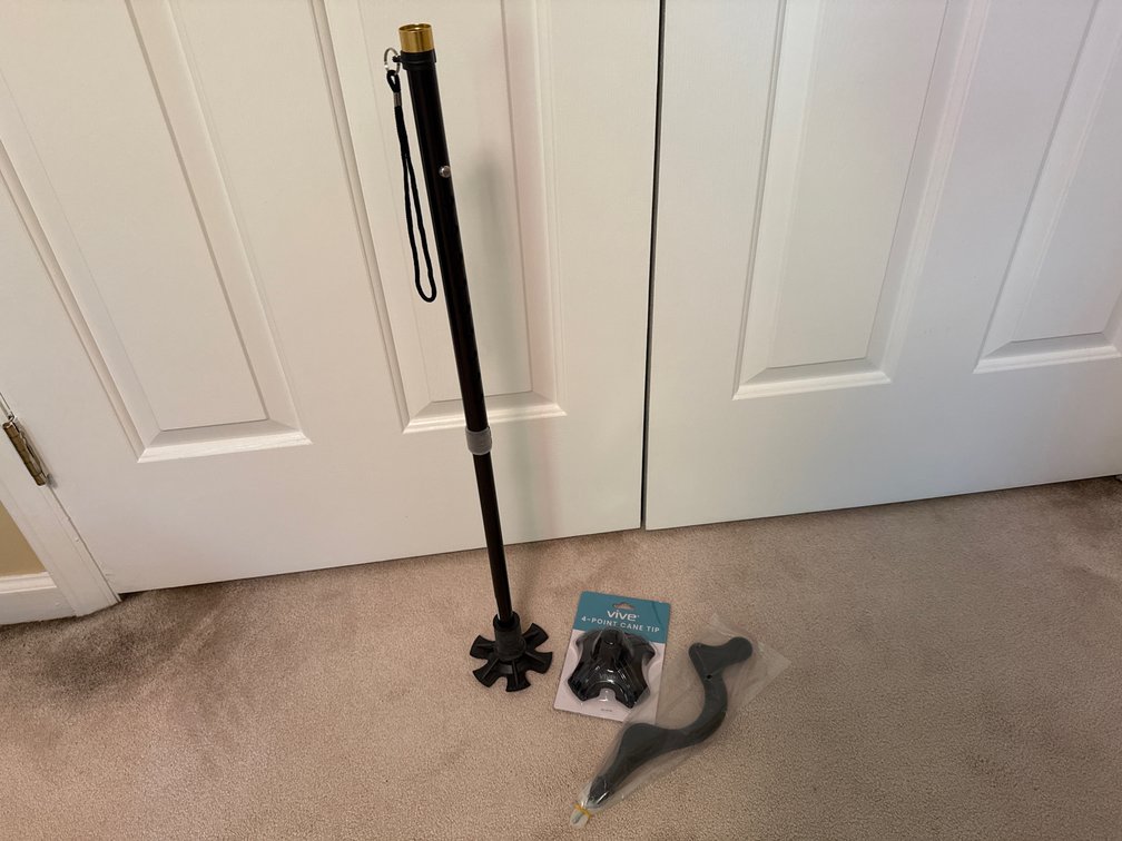 Adjustable Cane Shaft, Handle, and Vive 4-Point Cane Tip