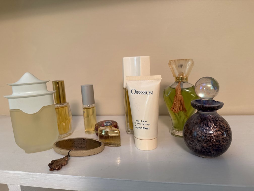 Perfume Bottles, Calvin Klein Lotion, and Vanity Items