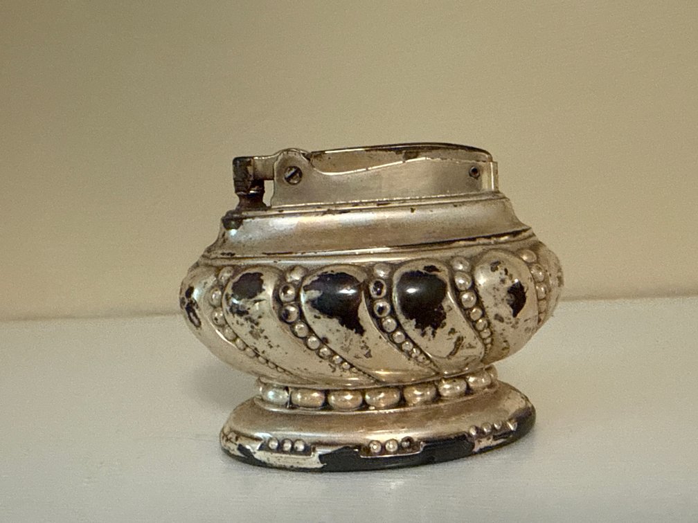 Ronson Crown Silver-Toned Metal Table Lighter
