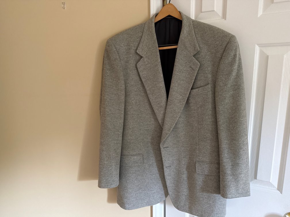 Terzo Uomo Heather Gray Single-Breasted Blazer, Size 44L