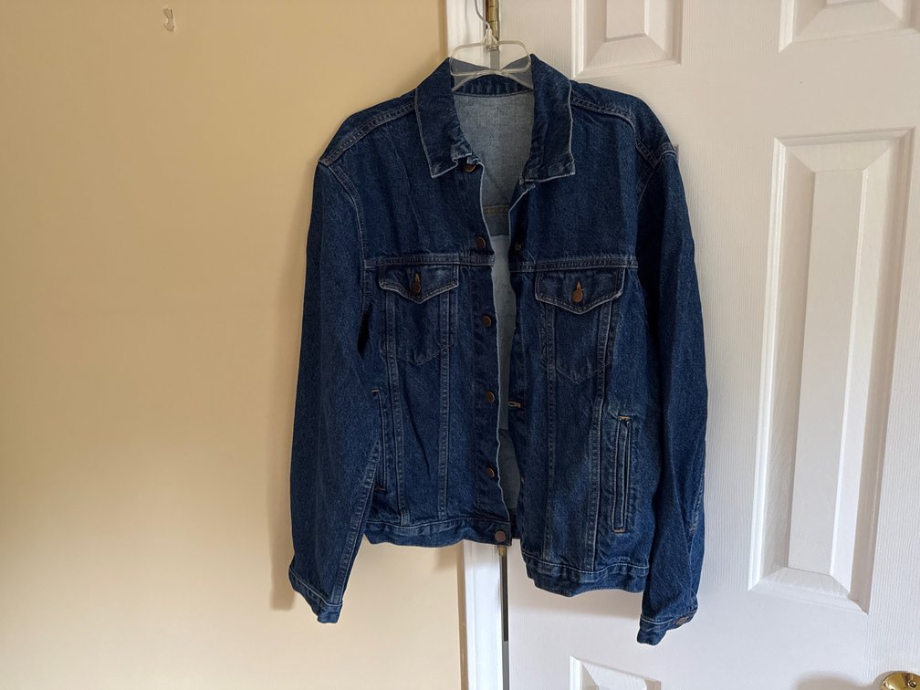 Denim Trucker Jacket with Embossed Bucking Horse, Size L 44/45