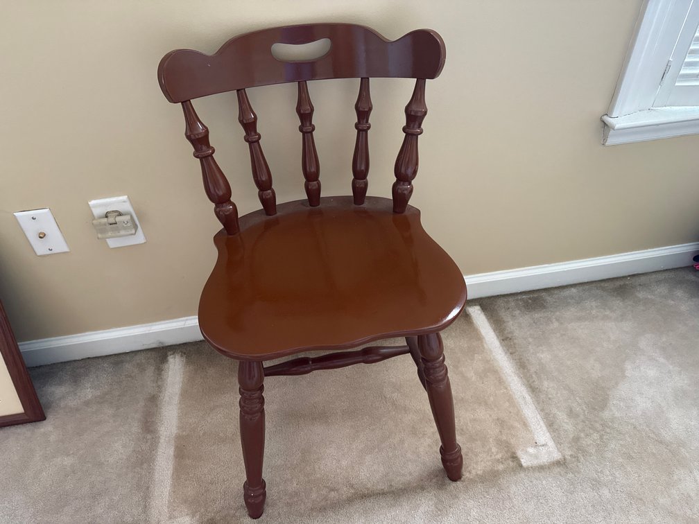 Wooden Spindle-Back Chair with Cutout Crest Rail