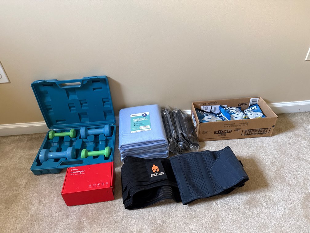Hand Weights, Heated Massager, Back Braces, Underpads, and More