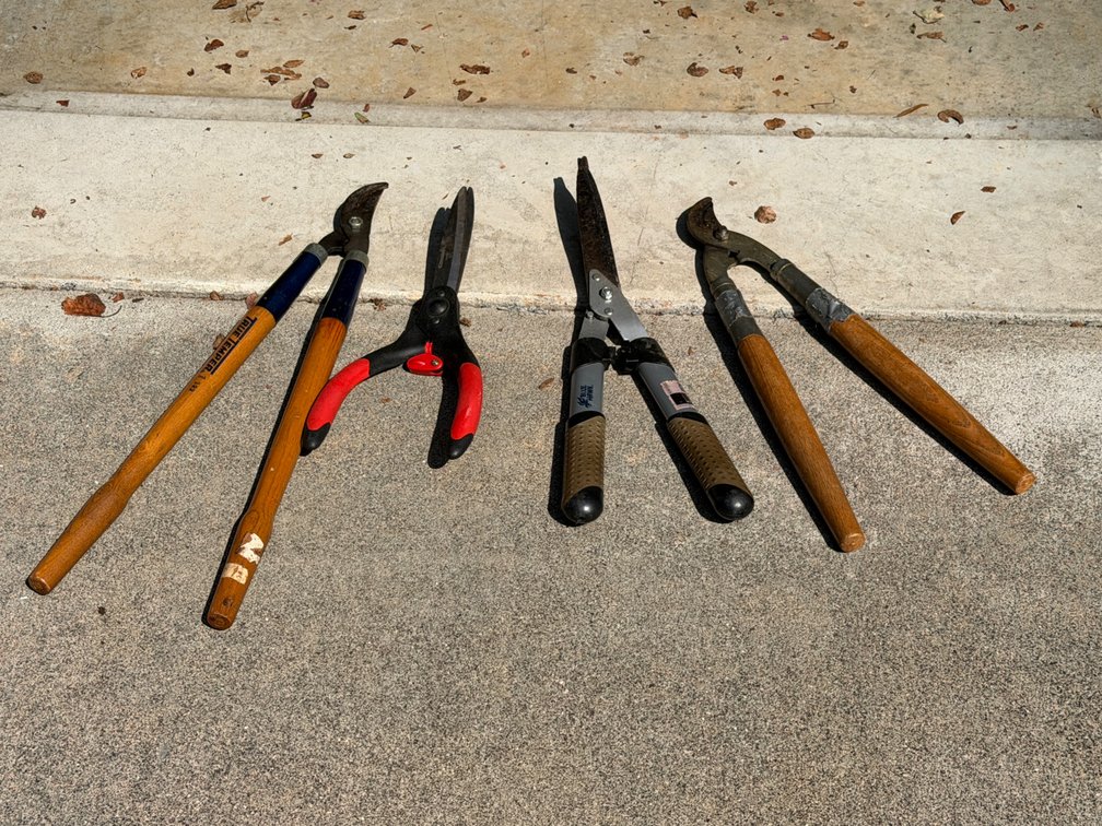 Garden Loppers, Hedge Shears, and Hand Pruner