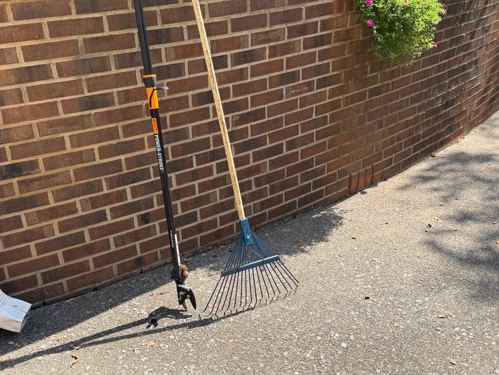 Telescoping Pole Pruner and Wire Leaf Rake