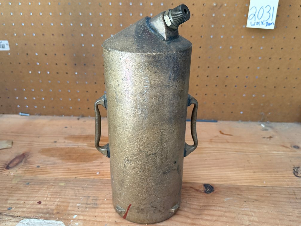 Cast Brass or Bronze Cylindrical Vessel with Threaded Fitting