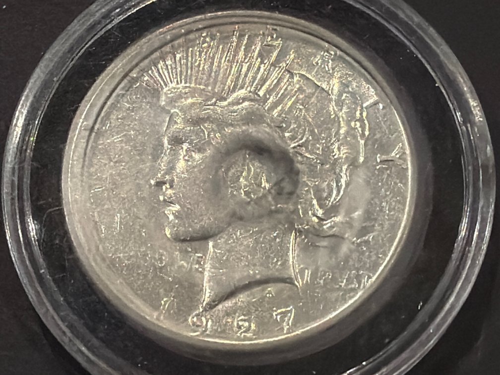 1927 Peace Silver Dollar Coin in Protective Capsule