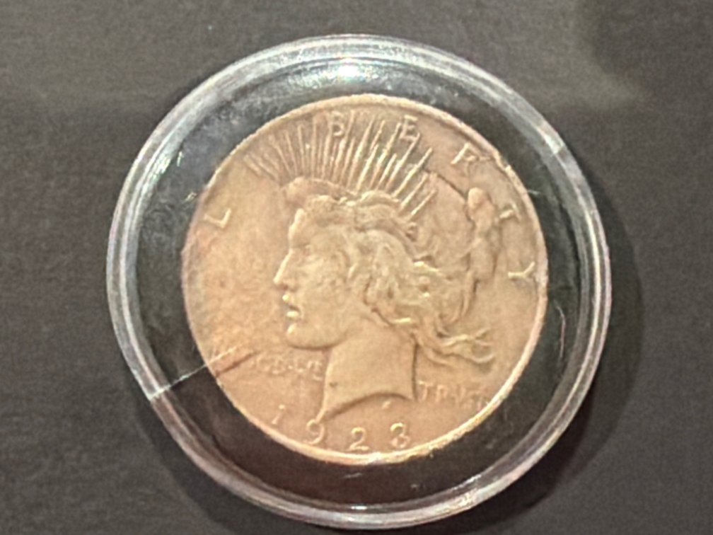 1923 Peace Silver Dollar Coin in Capsule