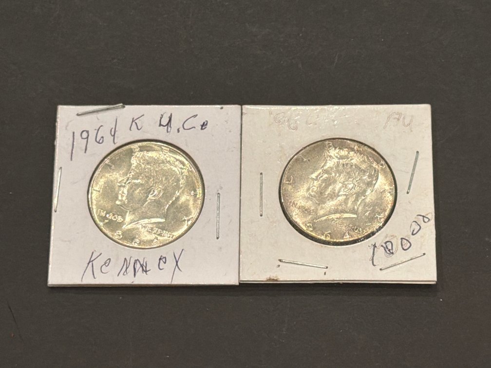 1964 Kennedy Half Dollar Coins (2)