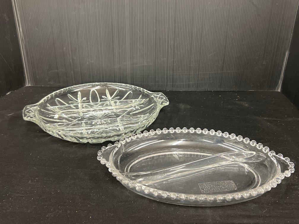 Clear Pressed Glass Divided Relish Dishes