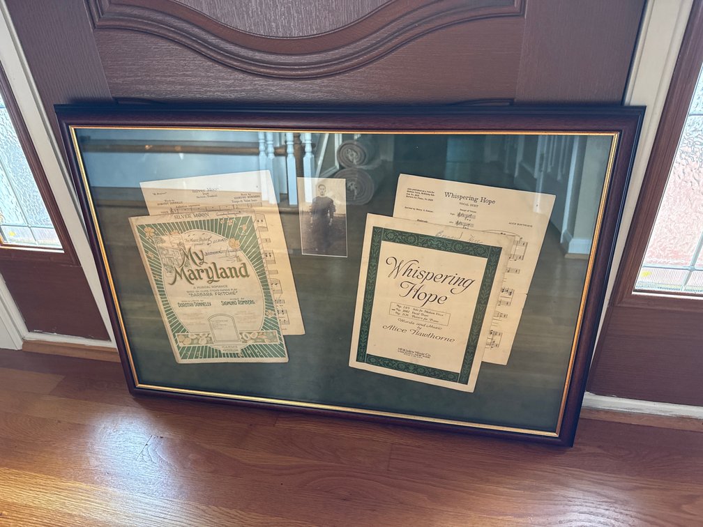 Framed Sheet Music and Photograph Shadowbox Display