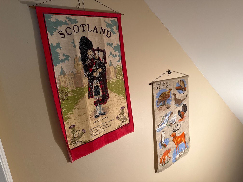 Two Scotland Themed Printed Fabric Wall Hangings
