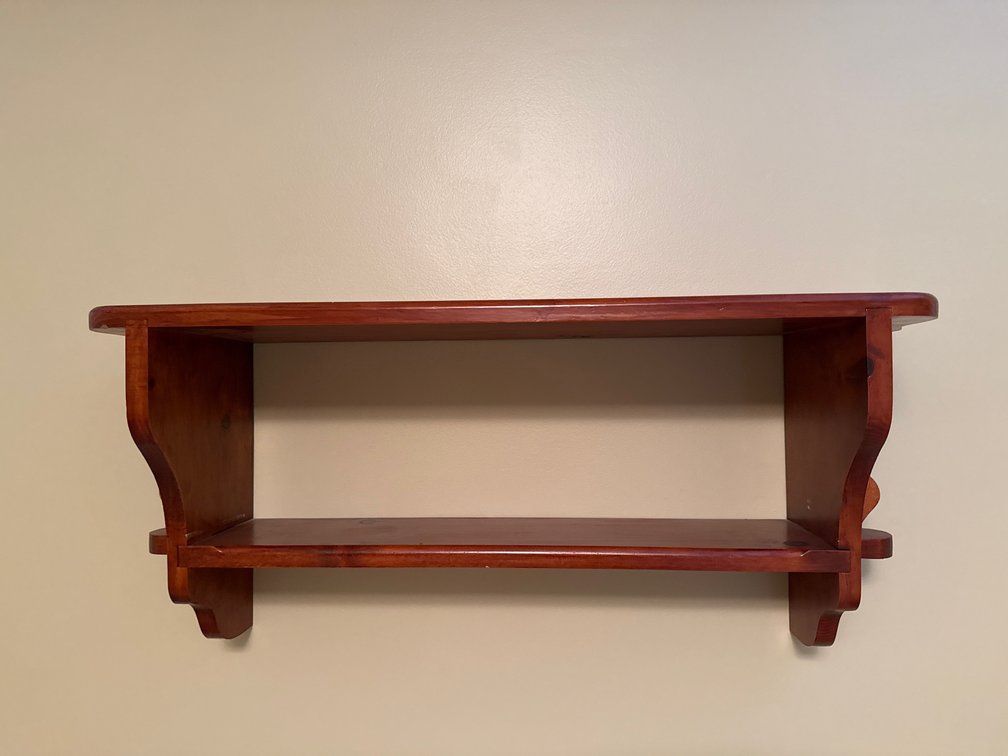 Two-Tier Wood Wall Shelf with Keyed Tenon Joinery