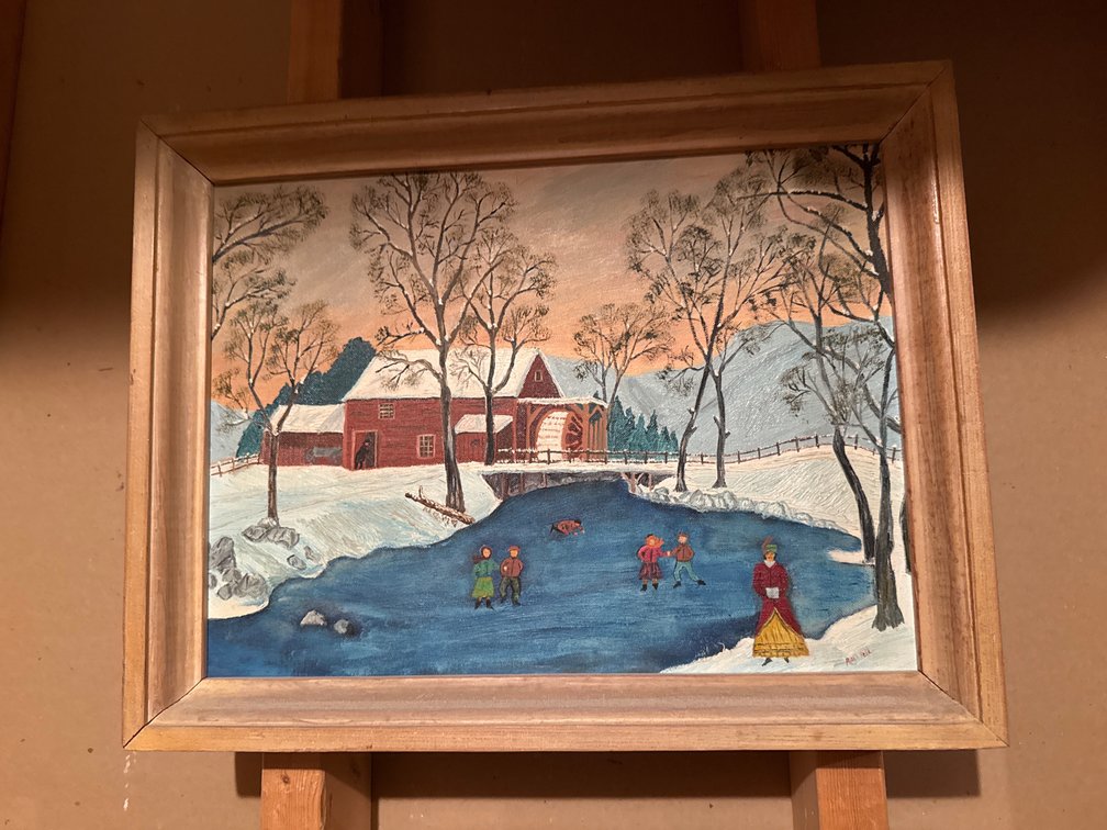 Framed Winter Landscape Painting on Weber Canvas Board
