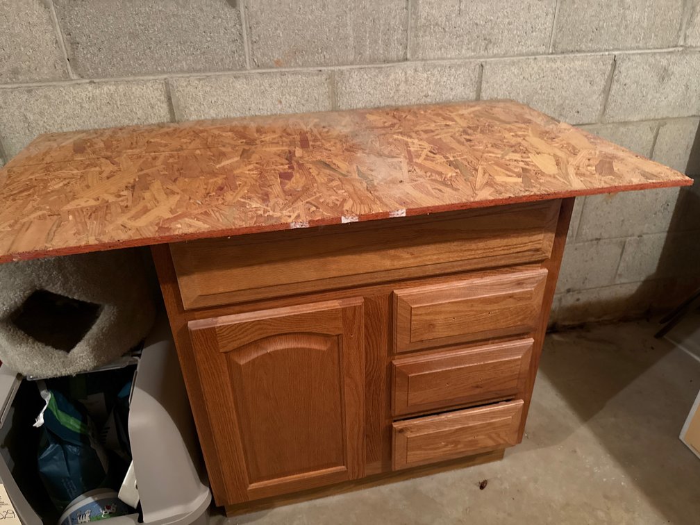 Oak-Finish Vanity Base Cabinet with OSB Top