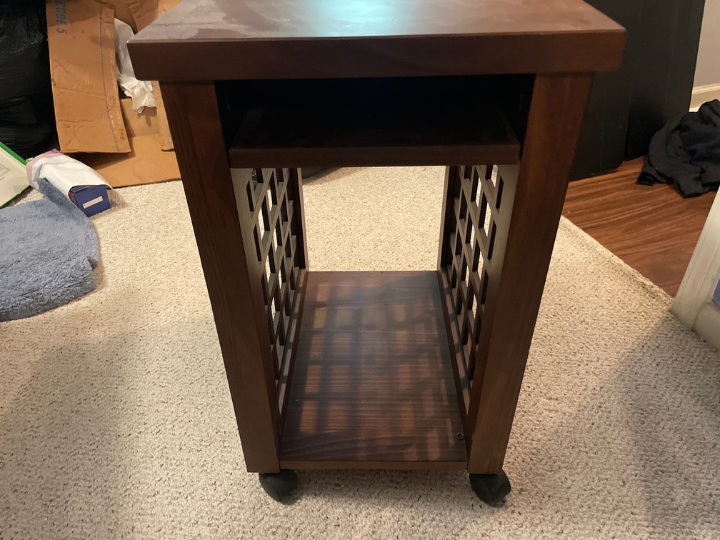 Wooden Rolling Side Table with Lattice Sides