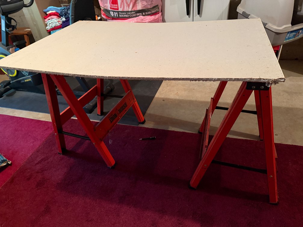 Hirsh Iron Horse Folding Metal Sawhorses with Drywall Panel