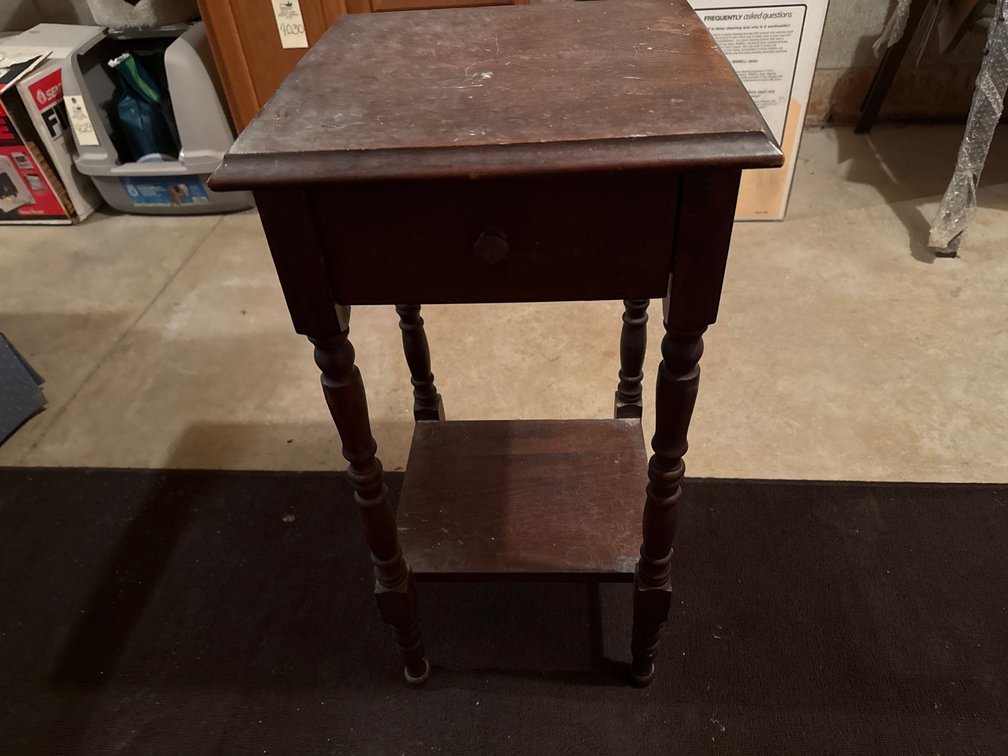 Dark Wood Single-Drawer Side Table with Lower Shelf