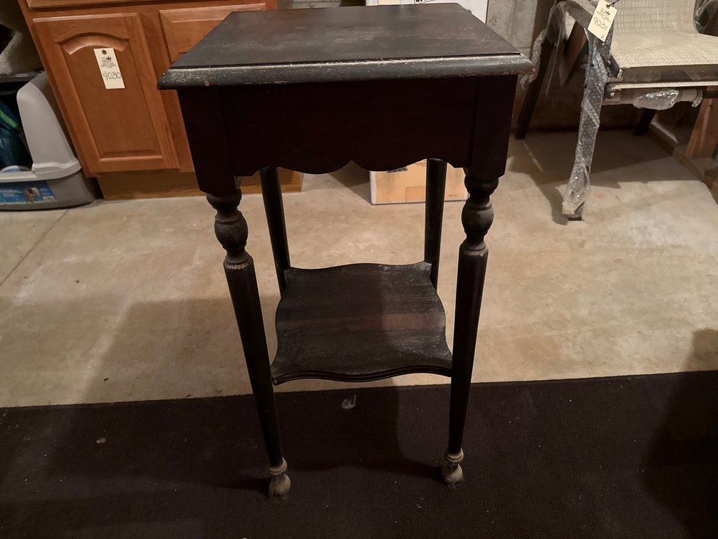 Dark Wood Square Accent Table with Lower Shelf
