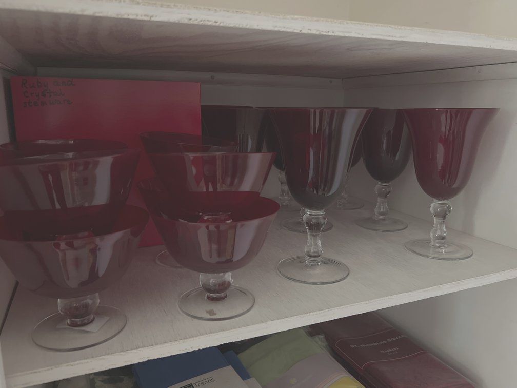 Ruby Red Glass Stemware & Footed Bowls. (16)