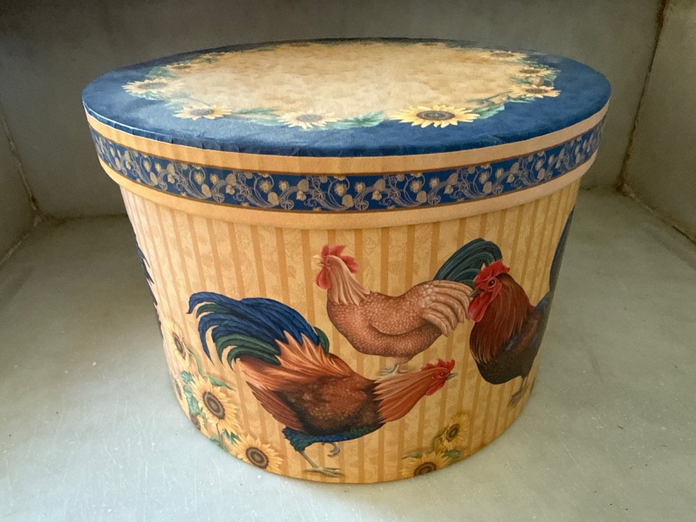 Sunrise Revelations Round Rooster Storage Boxes