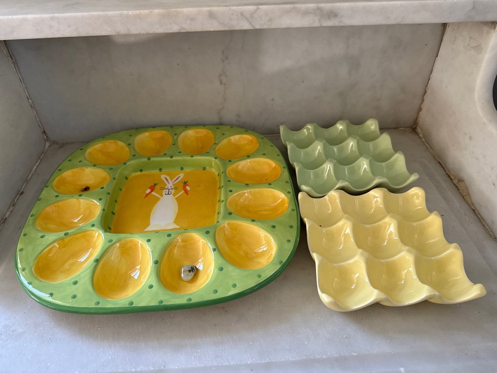 Ceramic Deviled Egg Platter and Egg Crate Trays