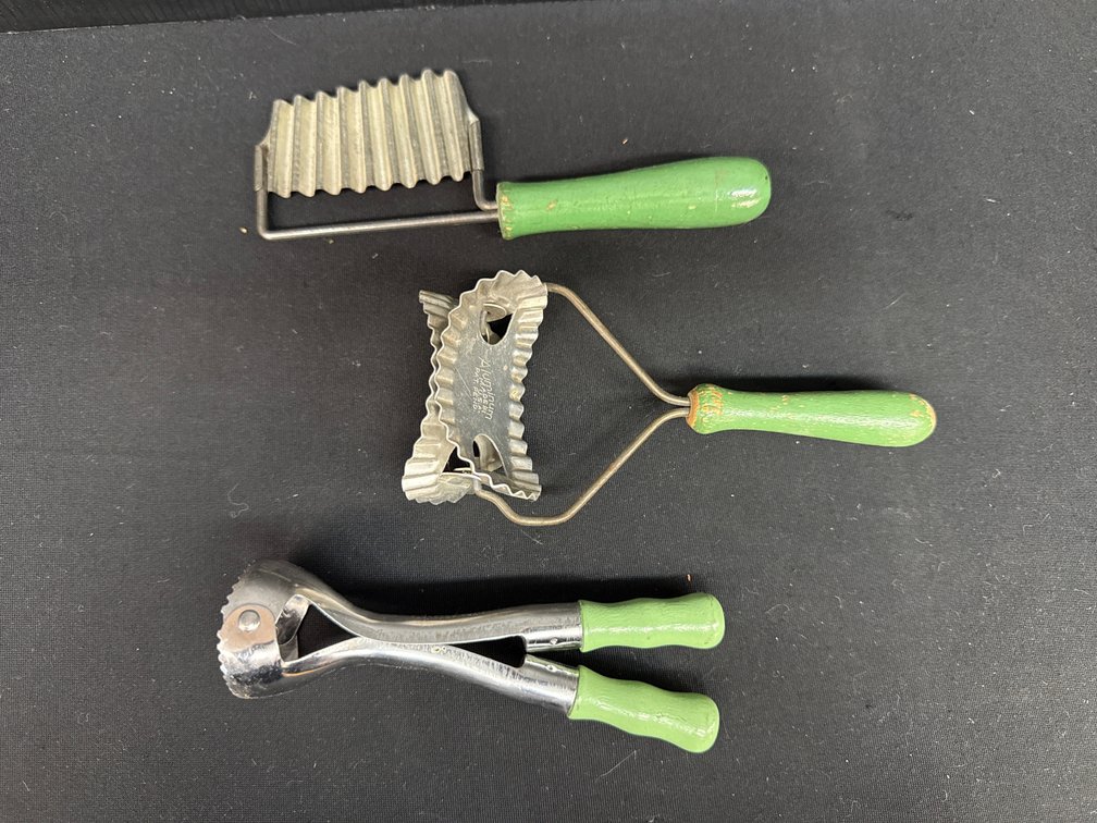 Kitchen Utensils with Green Painted Wooden Handles