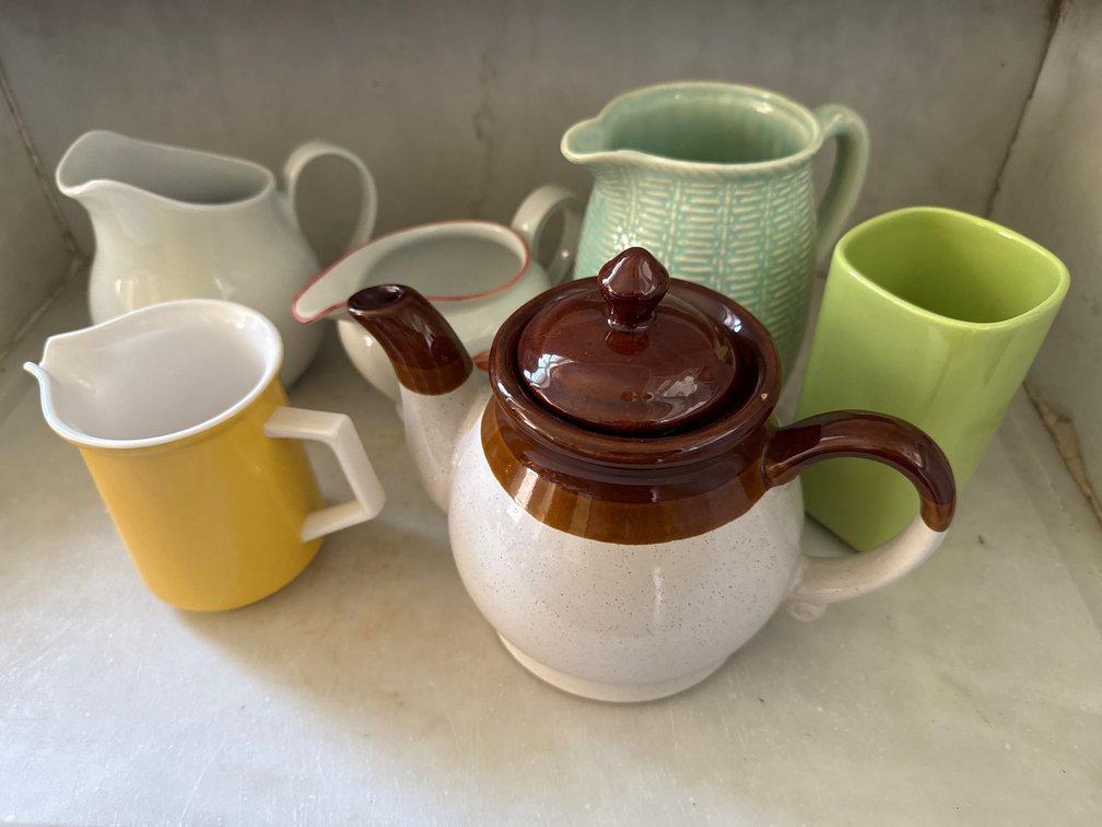 Ceramic Teapot, Pitchers, and Creamers