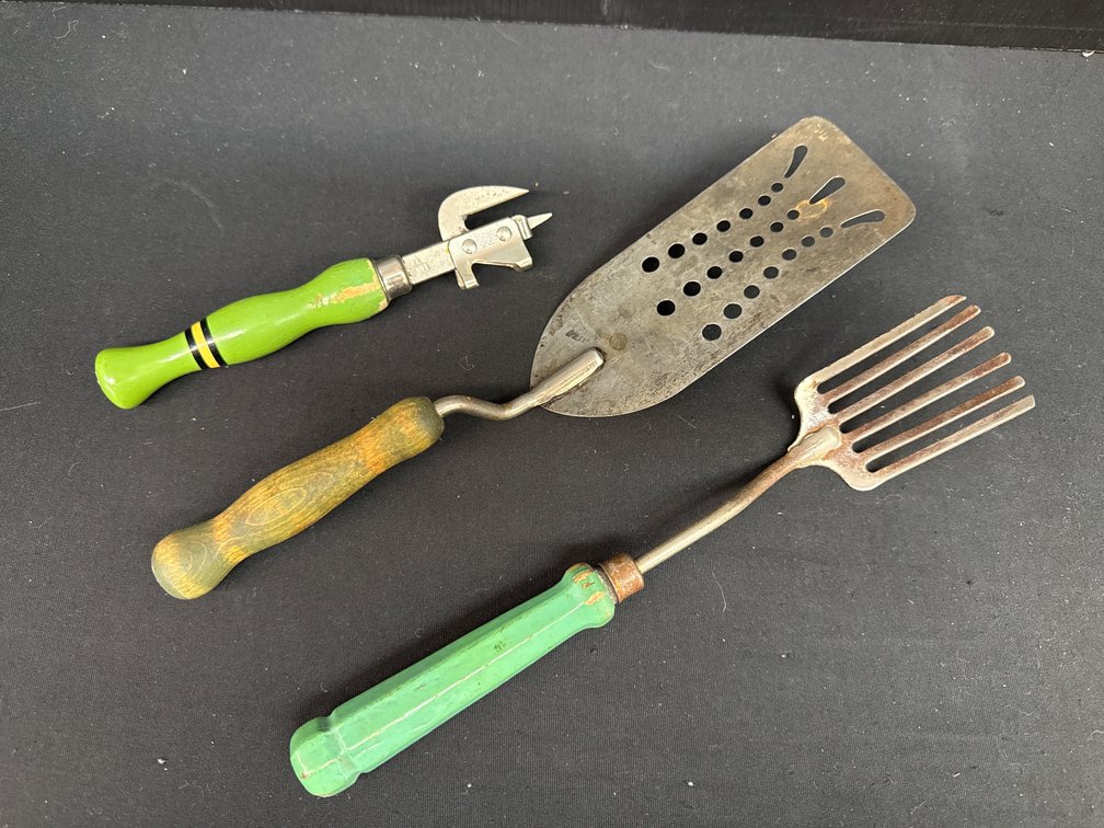 Can Opener, Perforated Spatula, and Six-Tine Fork