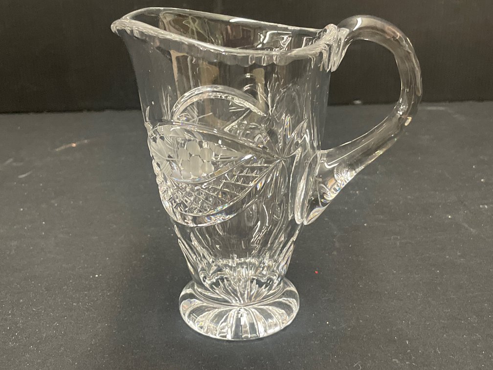 Clear Cut Crystal Pedestal Creamer Pitcher