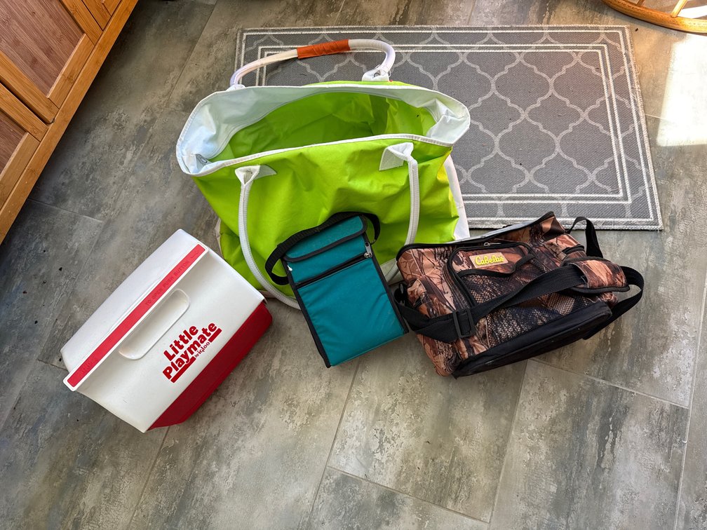 Coolers, Utility and Tote Bags, and Trellis Floor Mat