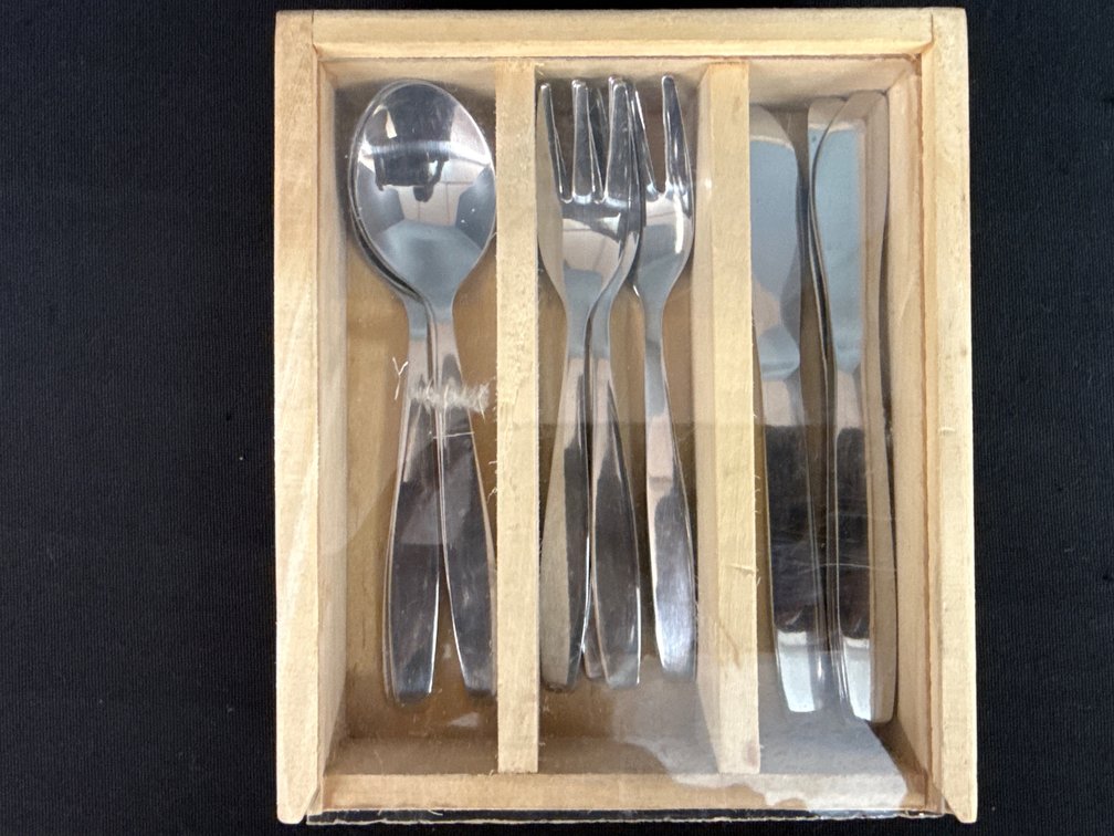 Miniature Flatware Set in Wooden Box