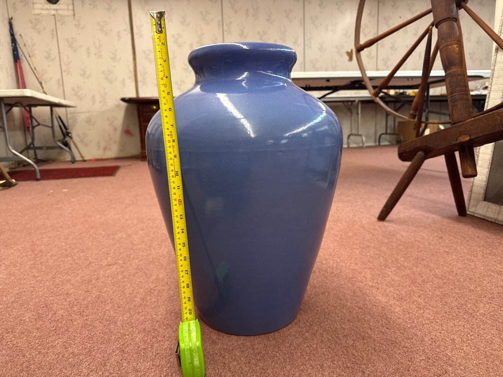 Periwinkle Blue Glazed Ceramic Floor Vase