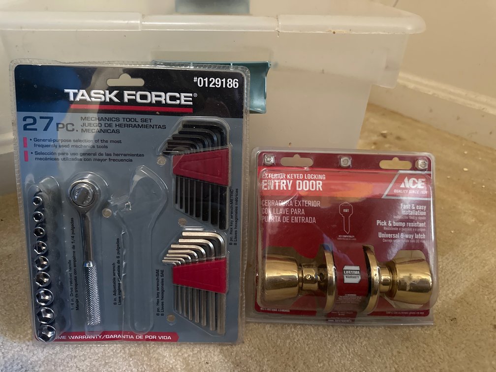Mechanics Tool Set, Keyed Entry Door Lockset, and More