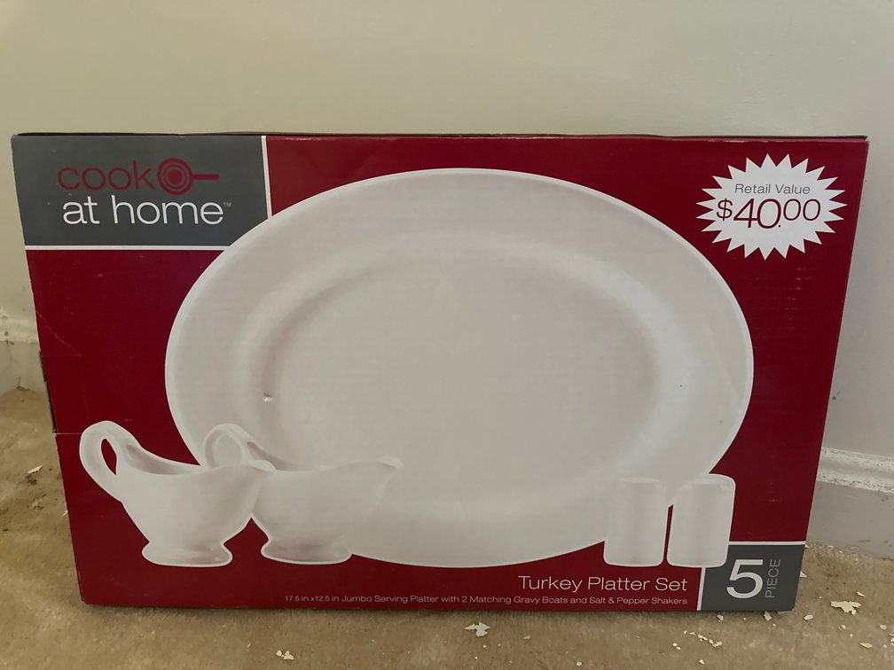 Cook at Home 5-Piece Stoneware Turkey Platter Set