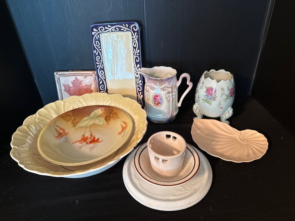 Decorative Ceramic Bowls, Porcelain Creamer, and Tableware