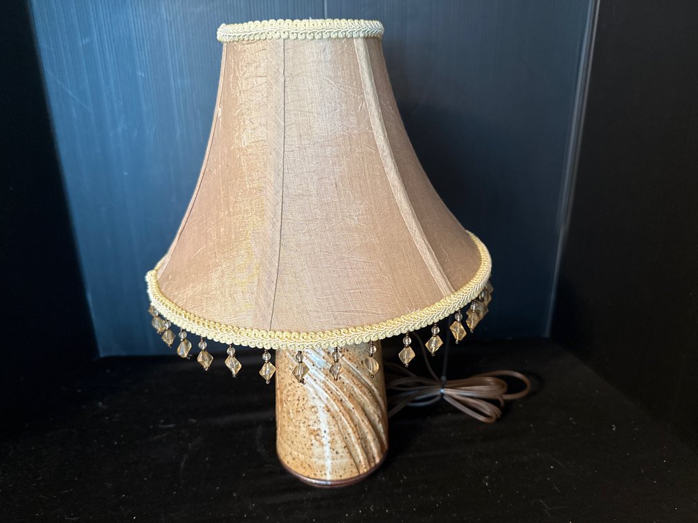 The Lansing Potters' Guild Ceramic Table Lamp with Beaded Shade