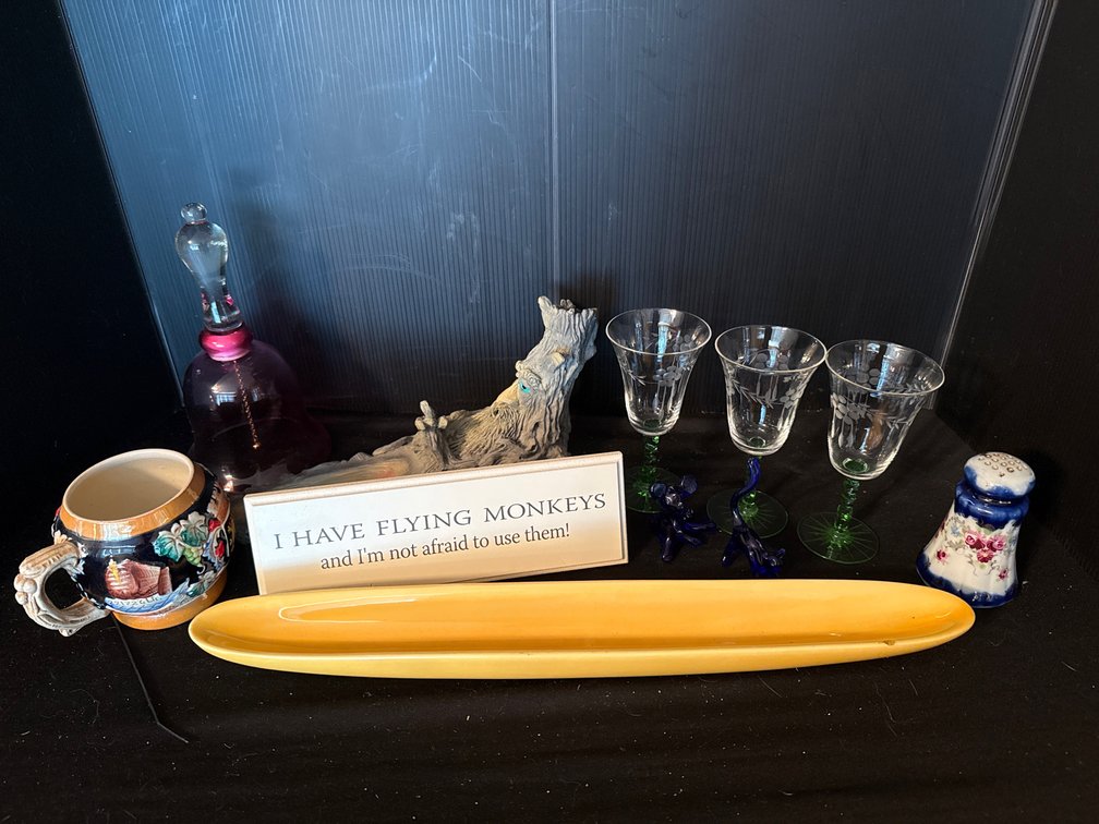 Glassware, Ceramics, Novelty Plaque, and Tabletop Accents