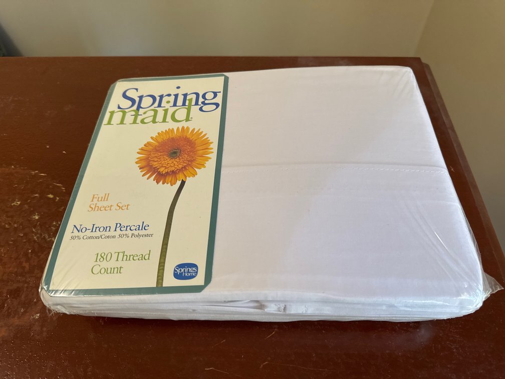Springmaid White Full Sheet Set, 180 Thread Count