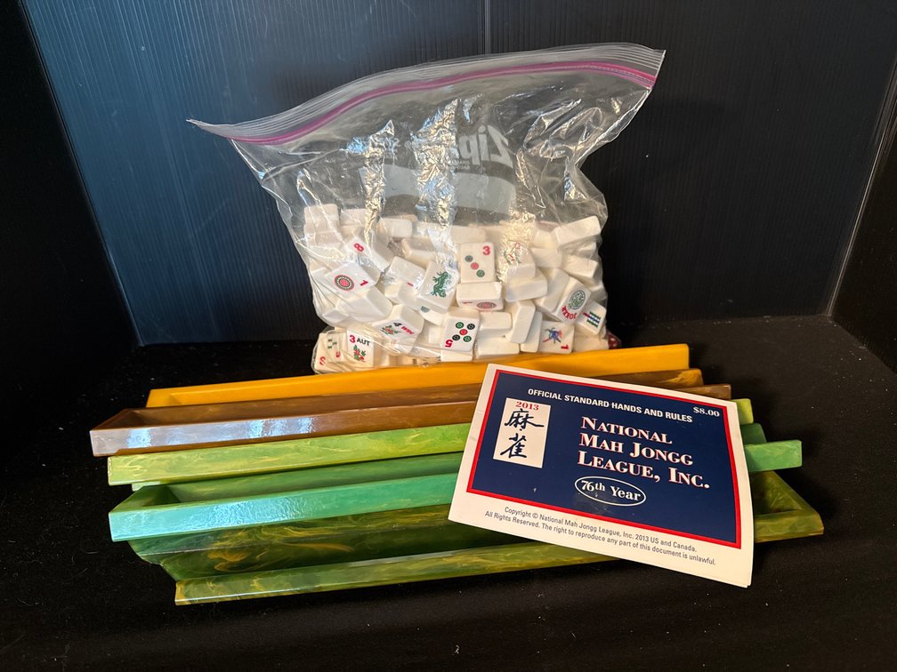 Mahjong Tiles, Racks, 2013 Rule Card, and Tote Bag