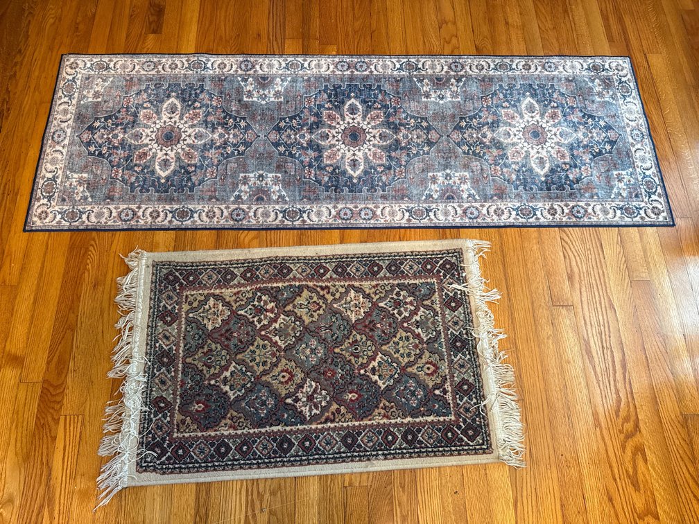 Patterned Medallion Runner and Fringed Accent Rug