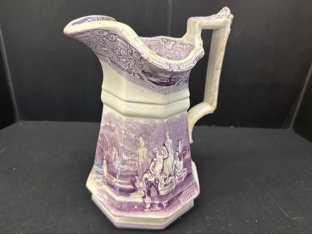 Purple Octagonal Ceramic Pitcher