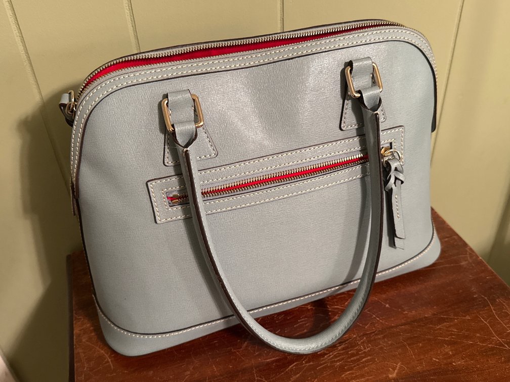 Dooney & Bourke Light Blue Textured Leather Dome Satchel