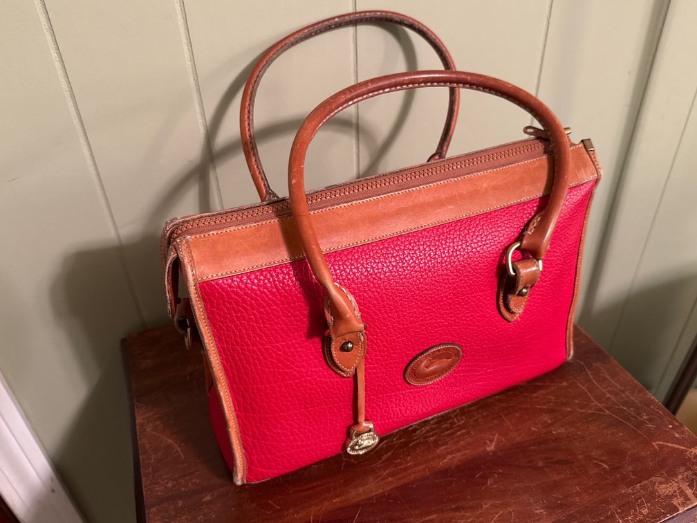 Dooney & Bourke Red Pebbled Leather Satchel Handbag