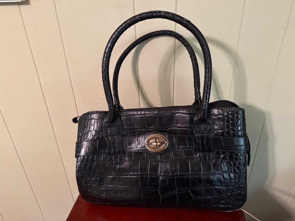 Michael Rome Designs Crocodile-Embossed Leather Handbag