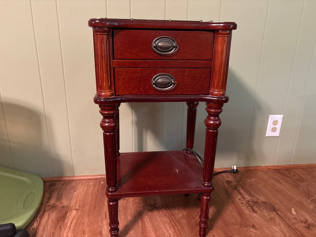 Two-Drawer Wood Side Table with Gallery Rail