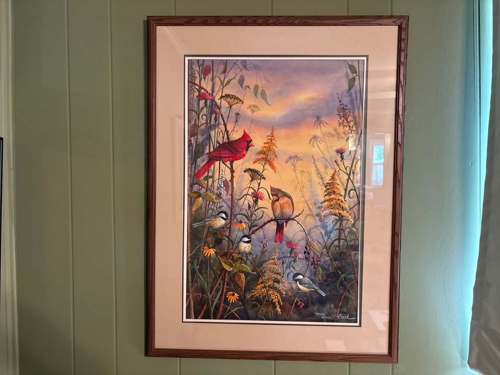 French "Morning Meadow" Framed Bird Art Print